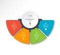 Business infographic semi circle template with 4 options.