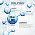 Business infographic template. Abstract vector molecular structure background.