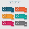 Business infographic template in colorful concept design with waving ribbon design