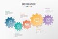 Business infographic template with 5 gear options, Abstract elements diagram or processes and business flat icon, Vector business Royalty Free Stock Photo