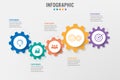 Business infographic template with 5 gear options, Abstract elements diagram or processes and business flat icon, Vector business Royalty Free Stock Photo