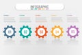 Business infographic template with 5 gear options, Abstract elements diagram or processes and business flat icon, Vector business Royalty Free Stock Photo