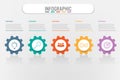 Business infographic template with 5 gear options, Abstract elements diagram or processes and business flat icon, Vector business Royalty Free Stock Photo