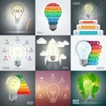 Business infographic template set with lightbulb. Royalty Free Stock Photo