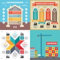 Business infographic templates concept vector illustration. Abstract banner set. Advertising promotion layout collection. Royalty Free Stock Photo