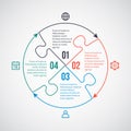 Business infographic vector template with line icons, puzzle elements for 4 options, parts, steps, processes