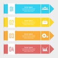 Business infographics with arrow. Template with 4 elements, steps, options