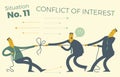 Business infographics with illustrations of business situations. People pull the rope, conflict of interest. Resolving difficultie Royalty Free Stock Photo