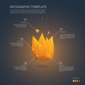 Business infographics template. 3d Low poly flame