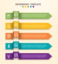 Business infographics template with five different options represented by arrows