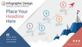 Business infographics template, Milestone timeline or Road map with Process flowchart 5 options.