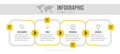Business infographics template. Timeline with 4 arrow steps, four number options. Vector
