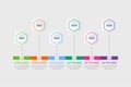 Business infographics timeline template vector with colorful geometric shapes. Integrated flowchart background. Business project