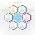 Business infographics.World map,globe and hexagons Royalty Free Stock Photo
