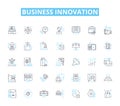 Business innovation linear icons set. Disruption, Creativity, Transformation, Adaptation, Ideation, Agility, Growth line