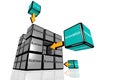 Business and Innovation symbolized with flying cubes Royalty Free Stock Photo