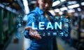 Business Innovator Harnessing LEAN Principles for Maximizing Value and Efficiency with a Futuristic Interactive Display