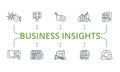 Business Insights thin line icon set. Monochrome simple Business Insights icon collection. Machine Learning, Data