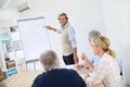 Business instructor helping seniors in class Royalty Free Stock Photo