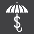 Business Insurance solid icon, umbrella dollar