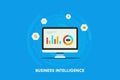 Business intelligence, big data analysis and key performance indicator metrics, bi and business analysis, smart data app. Royalty Free Stock Photo