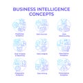 Business intelligence blue gradient concept icons Royalty Free Stock Photo