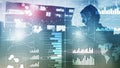 Business intelligence. Diagram, Graph, Stock Trading, Investment dashboard, transparent blurred background. Royalty Free Stock Photo