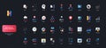 Business Intelligence Flat Icons on Dark Background Royalty Free Stock Photo
