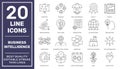 Business Intelligence icon set. Different Business Intelligence tools. Business Integration model. Editable Stroke. EPS Royalty Free Stock Photo