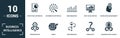 Business Intelligence icon set. Monochrome sign collection with statistical inference, information retrieval, benchmarking, data