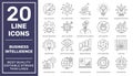 Business Intelligence icons set. Business Intelligence tools. Different kind of BI instruments. Editable Stroke