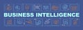 Business intelligence implementation word concepts dark blue banner Royalty Free Stock Photo