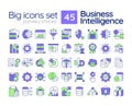 Business intelligence line color icons set Royalty Free Stock Photo
