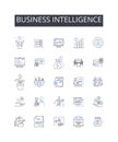 Business Intelligence line icons collection. Adventure, Coverage, International, Connection, Data, Access, Cost vector Royalty Free Stock Photo