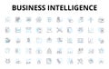 Business intelligence linear icons set. Analytics, Data, Insights, Performance, Dashboards, Reporting, Visualization