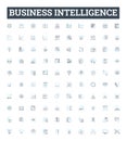 Business intelligence vector line icons set. Business, Intelligence, Analytics, Data, Technology, Decision-making Royalty Free Stock Photo