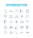 Business intelligence vector line icons set. Business, Intelligence, Analytics, Data, Technology, Decision-making Royalty Free Stock Photo