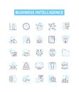 Business intelligence vector line icons set. Business, Intelligence, Analytics, Data, Technology, Decision-making Royalty Free Stock Photo