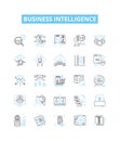 Business intelligence vector line icons set. Business, Intelligence, Analytics, Data, Technology, Decision-making Royalty Free Stock Photo