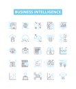 Business intelligence vector line icons set. Business, Intelligence, Analytics, Data, Technology, Decision-making Royalty Free Stock Photo