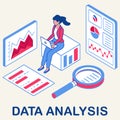 Business Intelligence Vector Person with Data Visualizations Royalty Free Stock Photo