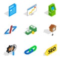 Business interactive icons set, isometric style