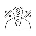 Business, interest, loan icon. Outline vector