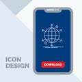 business, international, net, network, web Line Icon in Mobile for Download Page