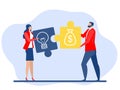 Business invest,Two business holding block money connect ideas icon for the marketing to sucess concept