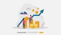 Business investment concept. Returns on investment graphic chart. Financial growth rising up to success. web landing page template Royalty Free Stock Photo