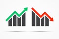 business investment graph up and down symbol on white background. stock market trend increase and decrease. vector illustration Royalty Free Stock Photo