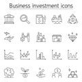 Business investment icon set in thin line style Royalty Free Stock Photo