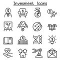 Business investment icon set in thin line style Royalty Free Stock Photo