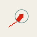 Business investment and market analysis, vector concept. Symbol of profit, money making, success. Minimal illustration.